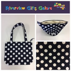 Medium Tote Bag with Zip- Navy Spot Medium Tote Bag with Zip- Navy Spot